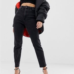 Stradivarius black slim mom jean